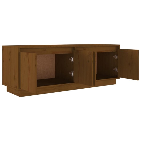 Mueble de TV madera maciza de pino marrón miel 110x34x40 cm