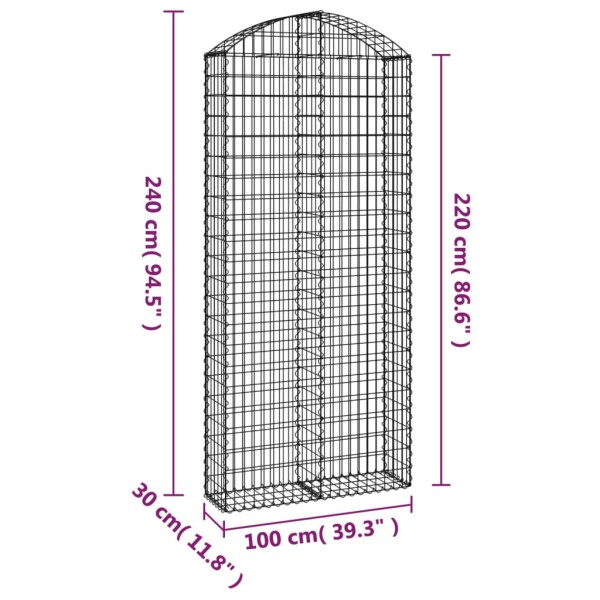 Cesta gaviones forma arco hierro galvanizado 100x30x220/240 cm