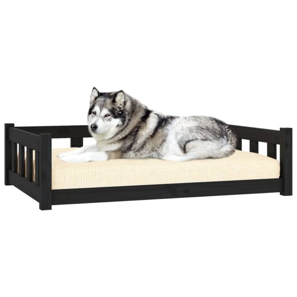 Cama para perros madera maciza de pino negro 105,5x75,5x28 cm