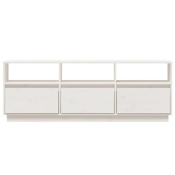 Mueble de TV de madera maciza de pino blanco 140x37x50 cm