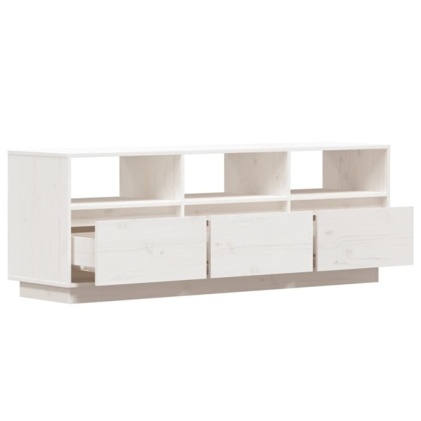 Mueble de TV de madera maciza de pino blanco 140x37x50 cm