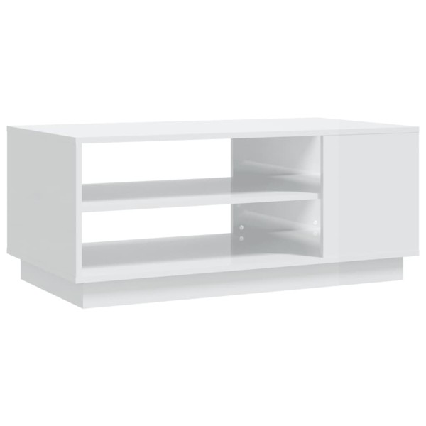 Mesa de centro madera de ingeniería blanco brillo 102x55x43 cm