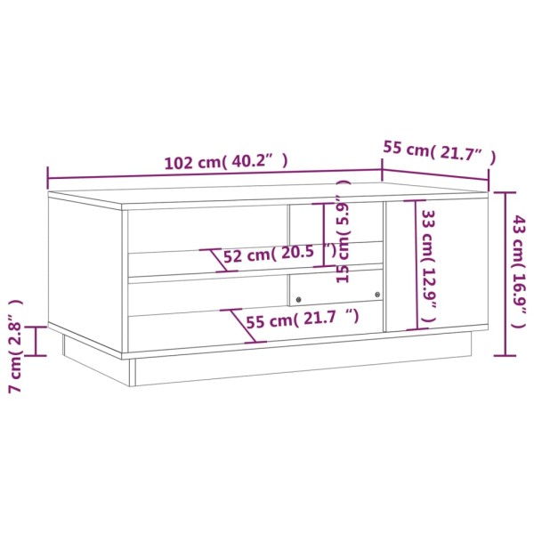 Mesa de centro madera de ingeniería blanco brillo 102x55x43 cm