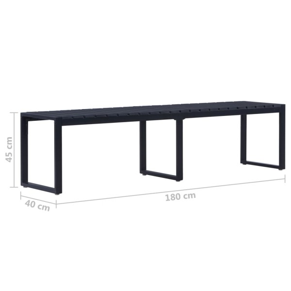 Banco de jardín 180 cm tablero PS negro