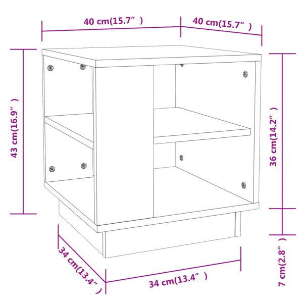 Mesa de centro de madera de ingeniería negra 40x40x43 cm