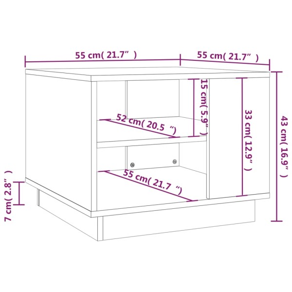 Mesa de centro madera de ingeniería roble Sonoma 55x55x43 cm