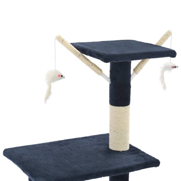 Rascador para gatos con poste de sisal 138 cm azul oscuro