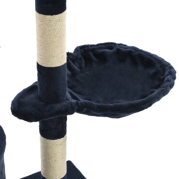 Rascador para gatos con poste de sisal 138 cm azul oscuro