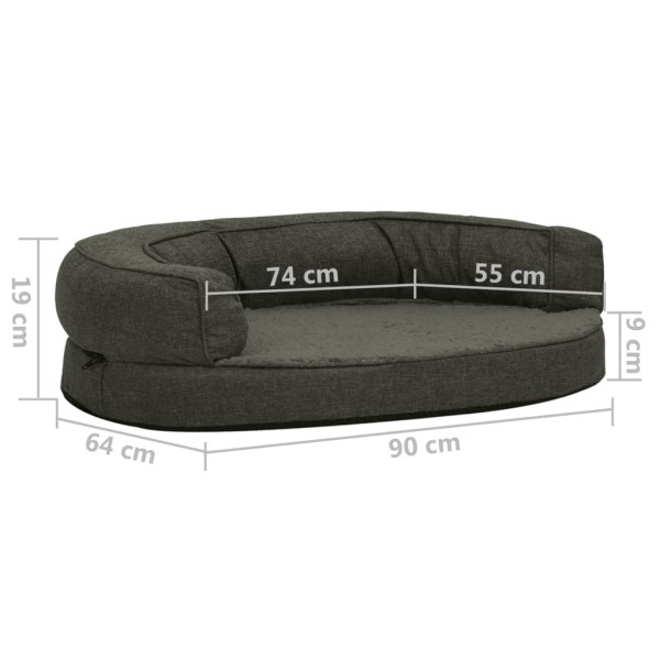 Colchón para cama de perro ergonómico gris oscuro 90x64 cm