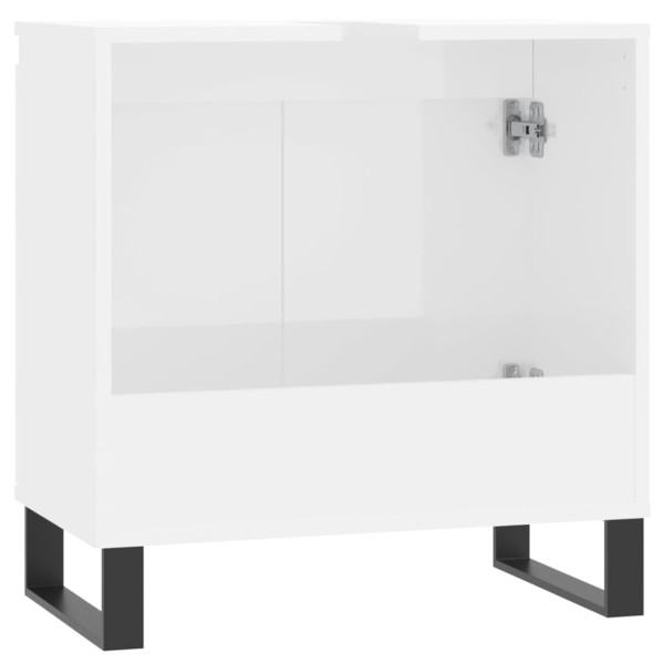 Armario de baño madera de ingeniería blanco brillo 58x33x60 cm