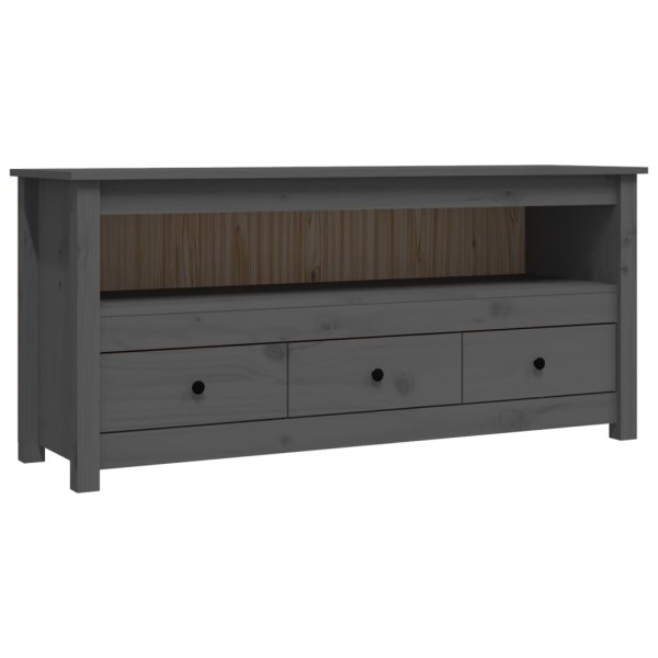 Mueble de TV de madera maciza de pino gris 114x35x52 cm