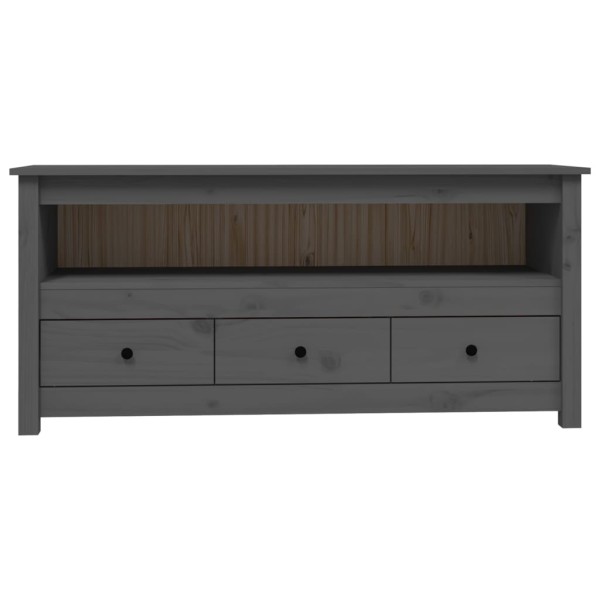 Mueble de TV de madera maciza de pino gris 114x35x52 cm