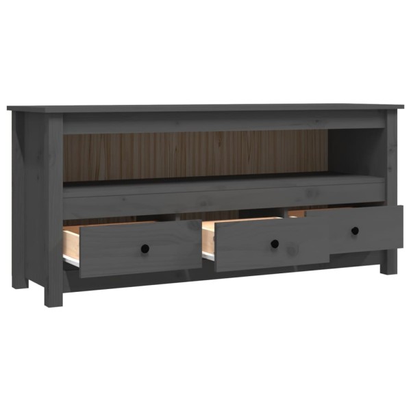 Mueble de TV de madera maciza de pino gris 114x35x52 cm