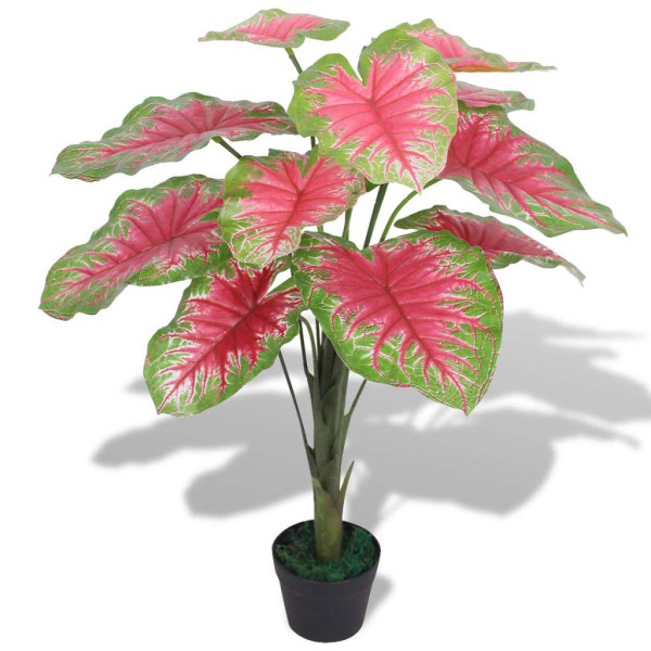 Planta caladium artificial con macetero 85 cm verde