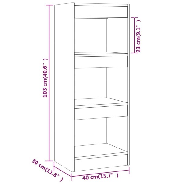 Estantería/divisor madera ingeniería blanco brillo 40x30x103 cm