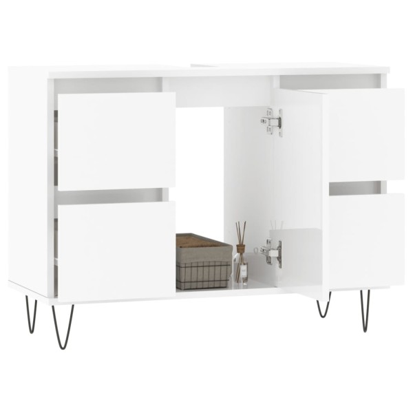 Mueble de baño madera de ingeniería blanco brillo 80x33x60 cm