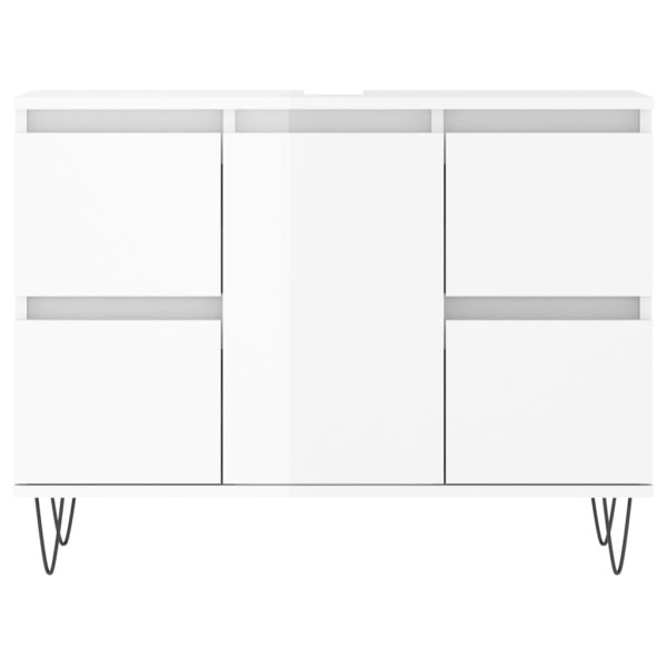 Mueble de baño madera de ingeniería blanco brillo 80x33x60 cm