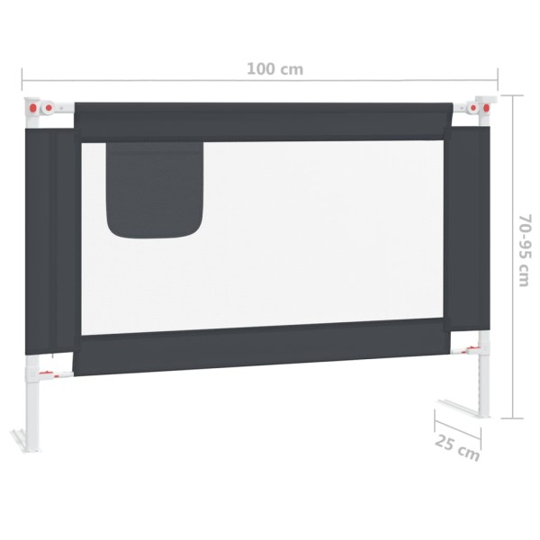 Barandilla de seguridad cama de niño gris oscuro tela 100x25 cm