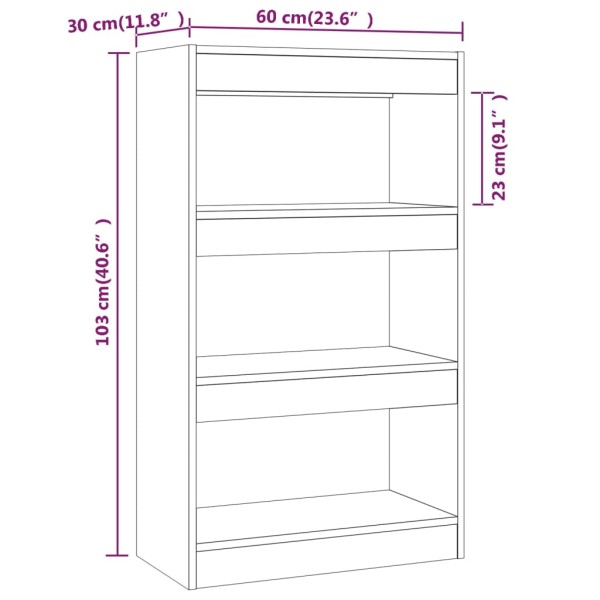 Estantería/divisor madera de ingeniería negro 60x30x103 cm