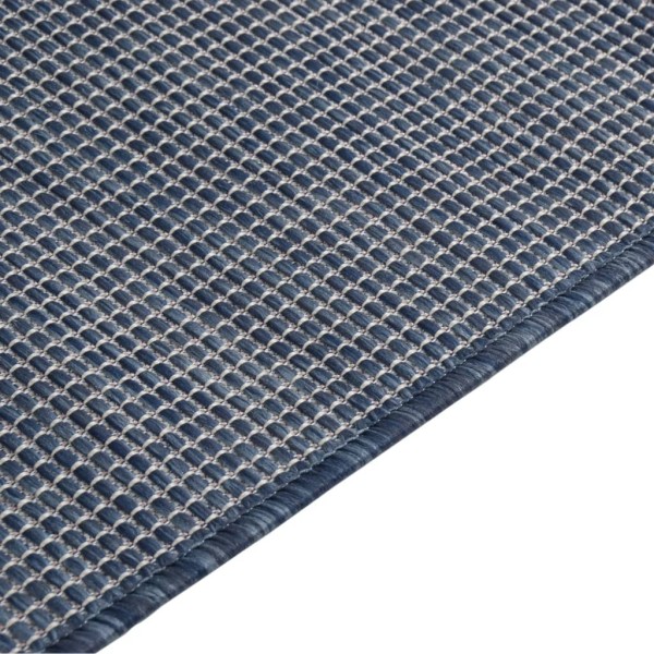 Alfombra de exterior de tejido plano azul 80x150 cm