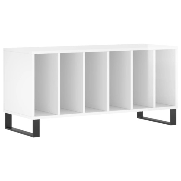 Mueble discos madera contrachapada blanco brillo 100x38x48 cm