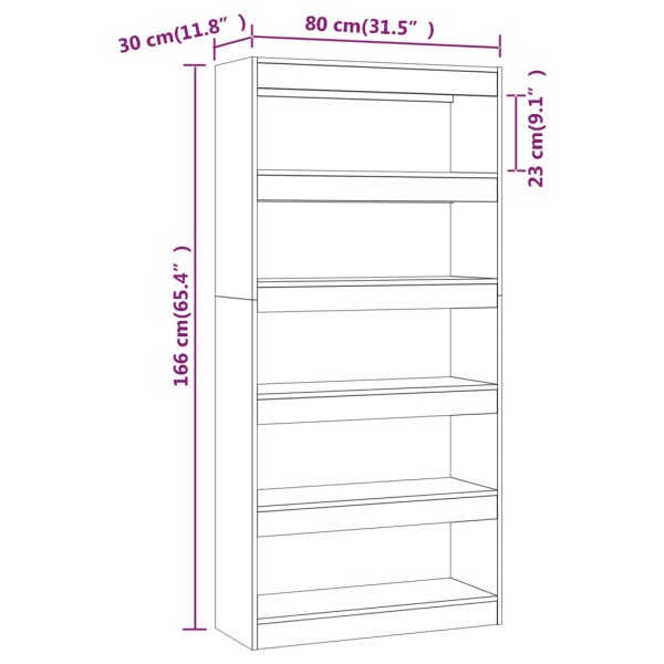 Estantería/divisor madera ingeniería gris Sonoma 80x30x166 cm