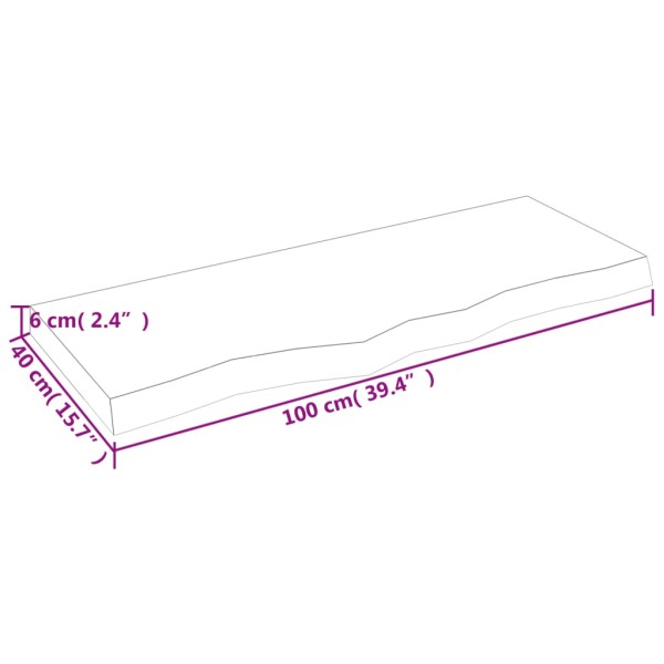 Estante de pared madera maciza roble sin tratar 100x40x(2-6) cm