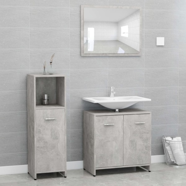 Juego muebles de baño 3 piezas madera ingeniería gris hormigón