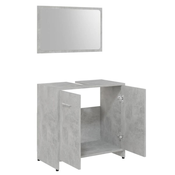 Juego muebles de baño 3 piezas madera ingeniería gris hormigón