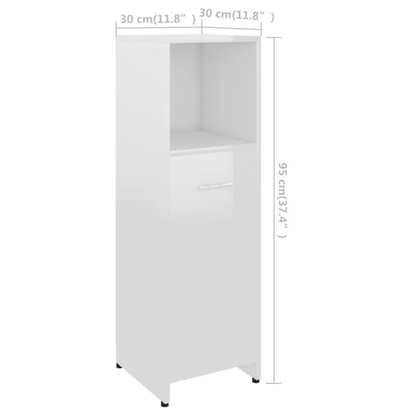 Juego muebles de baño 3 piezas madera ingeniería blanco brillo