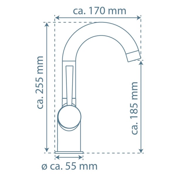 SCHÜTTE Grifo monomando lavabo CORNWALL con maneta lateral