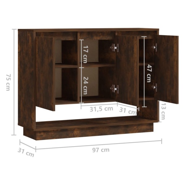 Aparador de madera de ingeniería roble ahumado 97x31x75 cm