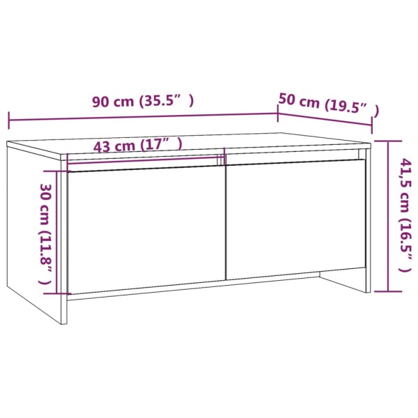 Mesa de centro madera de ingeniería negra 90x50x41,5 cm