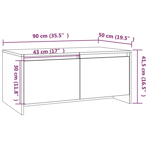 Mesa de centro madera de ingeniería marrón roble 90x50x41,5 cm