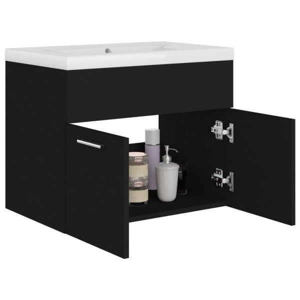 Mueble con lavabo madera de ingeniería negro