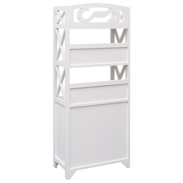 Mueble de baño madera de paulownia blanco 46x24x116 cm