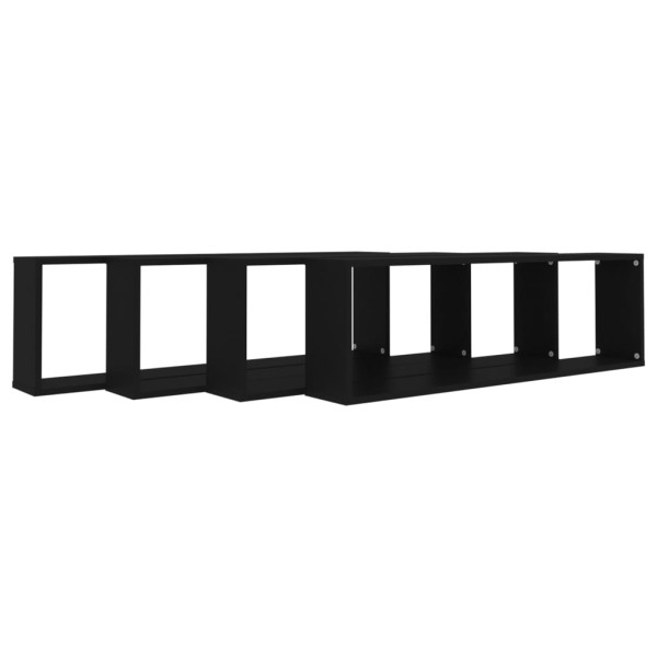 Estantes cubo de pared 4 uds contrachapado negro 100x15x30 cm