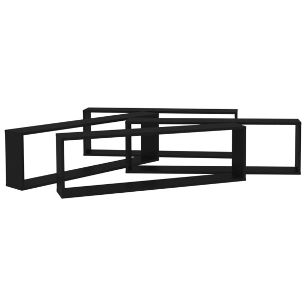 Estantes cubo de pared 4 uds contrachapado negro 100x15x30 cm