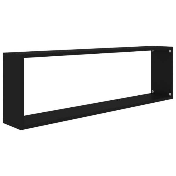 Estantes cubo de pared 4 uds contrachapado negro 100x15x30 cm