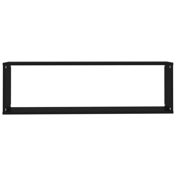 Estantes cubo de pared 4 uds contrachapado negro 100x15x30 cm