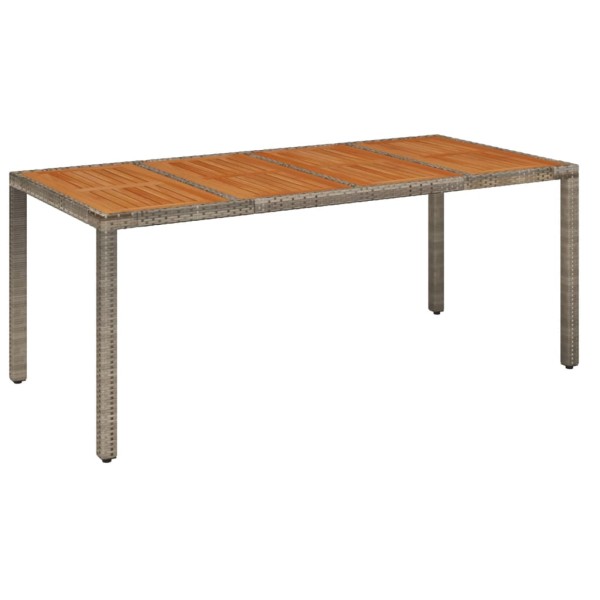 Mesa de jardín superficie de madera ratán PE gris 190x90x75 cm