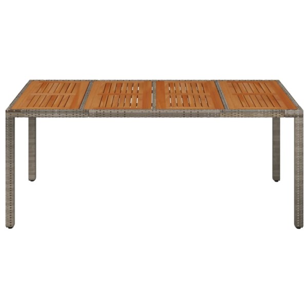 Mesa de jardín superficie de madera ratán PE gris 190x90x75 cm