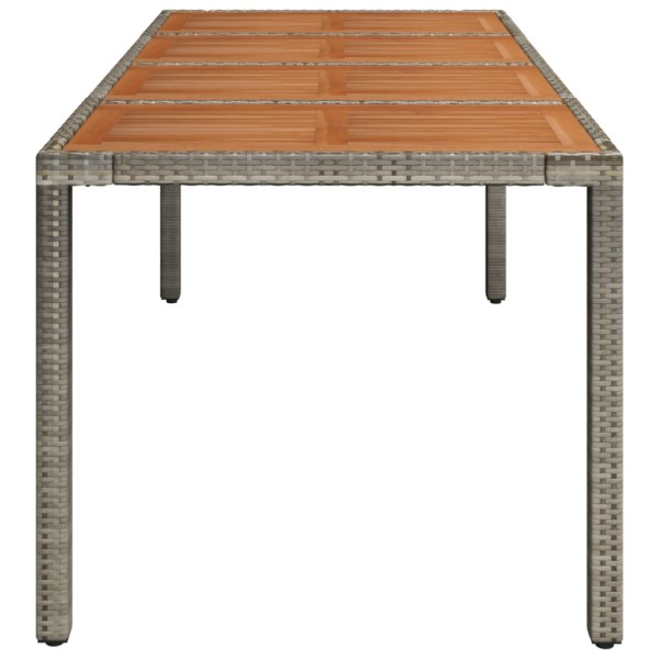 Mesa de jardín superficie de madera ratán PE gris 190x90x75 cm