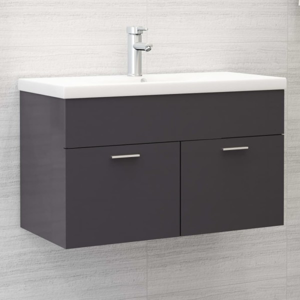 Mueble con lavabo madera de ingeniería gris brillante