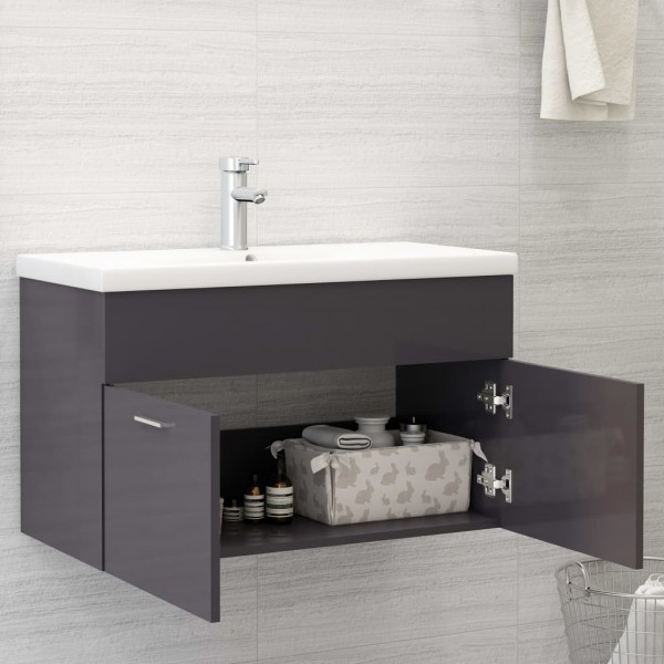 Mueble con lavabo madera de ingeniería gris brillante