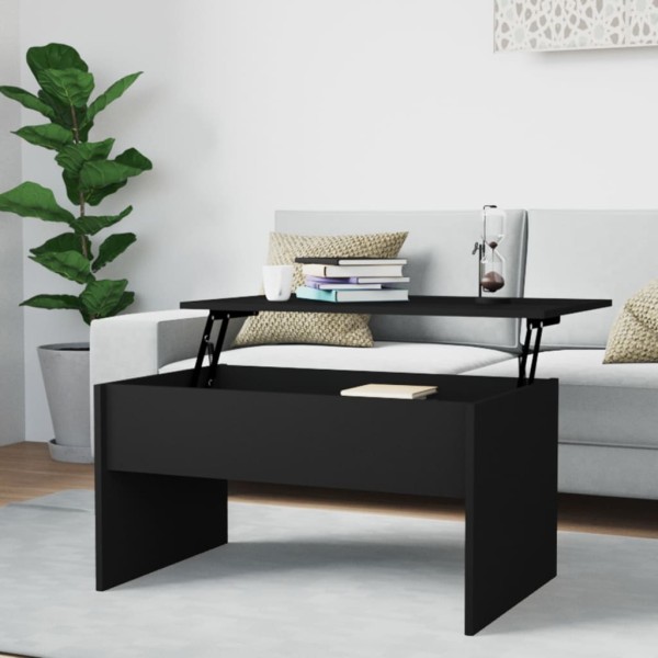 Mesa de centro madera contrachapada negra 80x50,5x41,5 cm