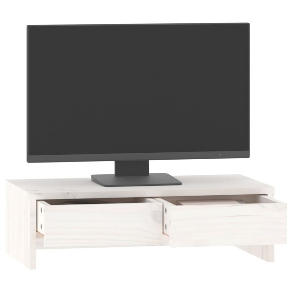 Soporte de monitor madera maciza de pino blanco 50x27x15 cm