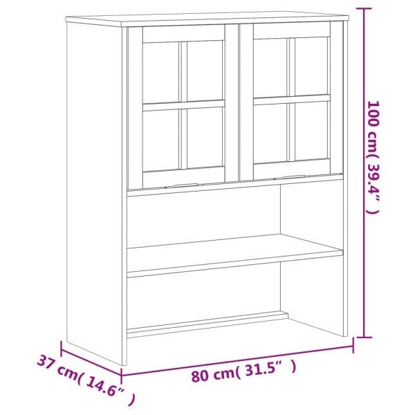 Mueble superior de aparador con puertas vidrio FLAM madera pino