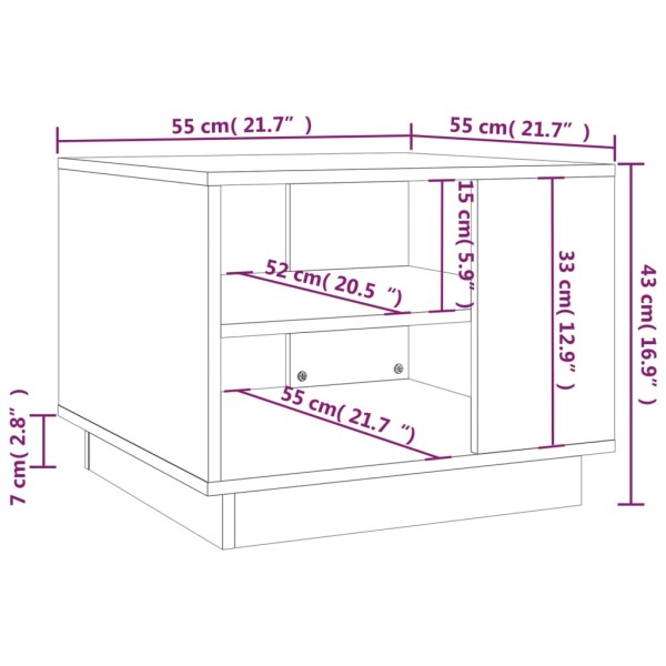 Mesa de centro madera de ingeniería negra 55x55x43 cm