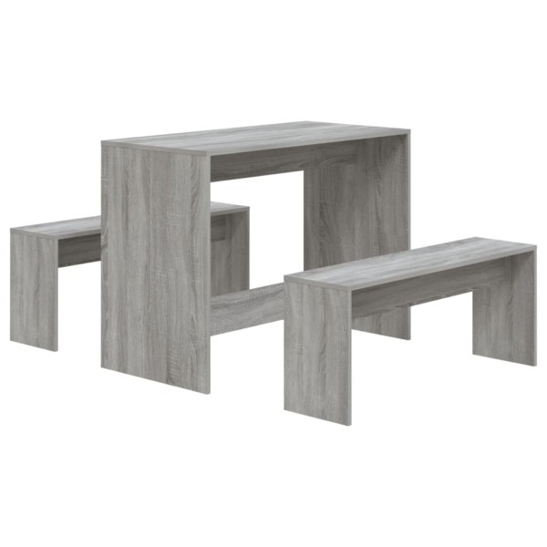 Set de comedor 3 pzas madera de ingeniería gris Sonoma